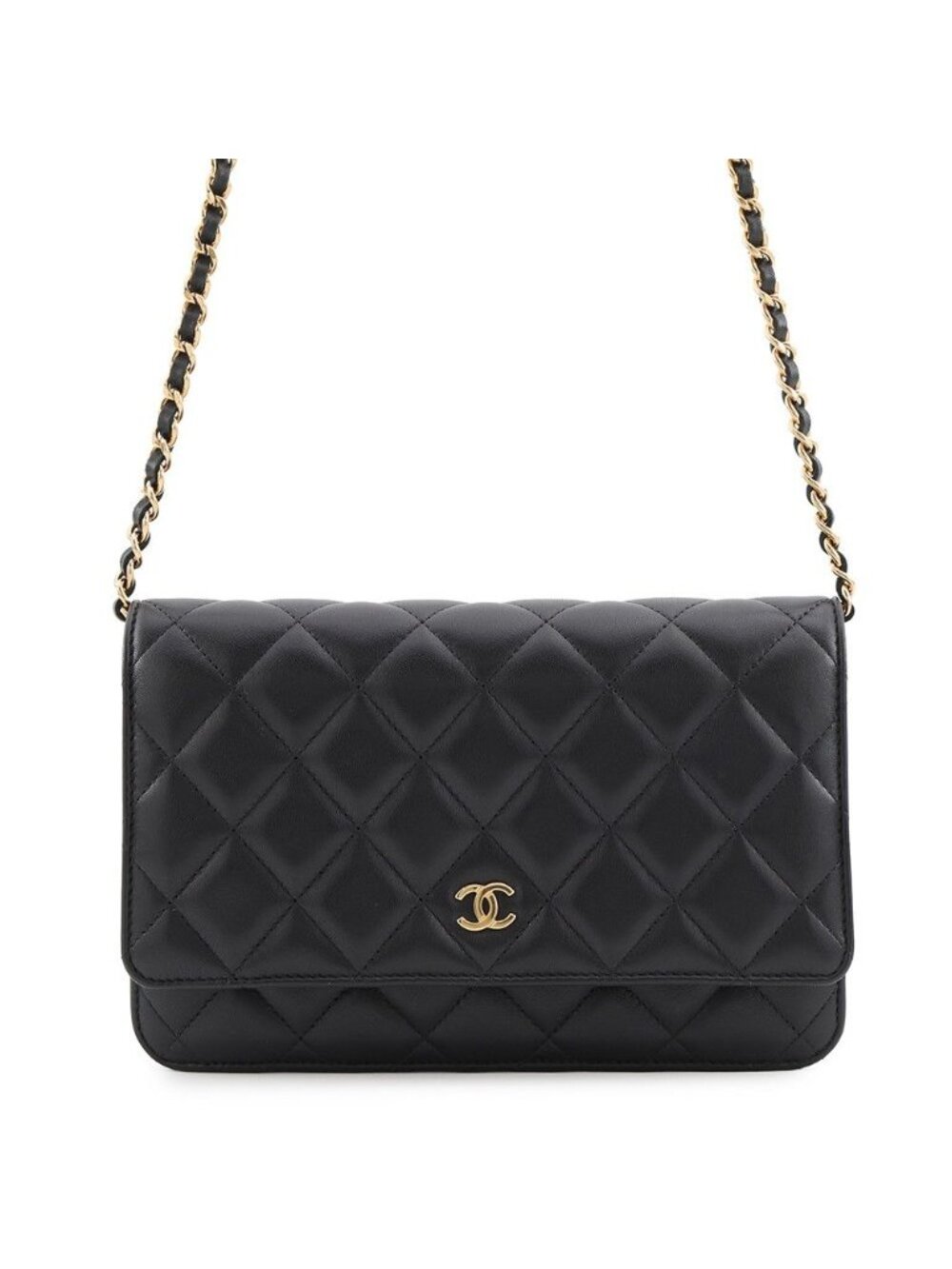 Chanel Chain Wallet Classic Quilted CC Logo Lambskin Black Shoulder Bag